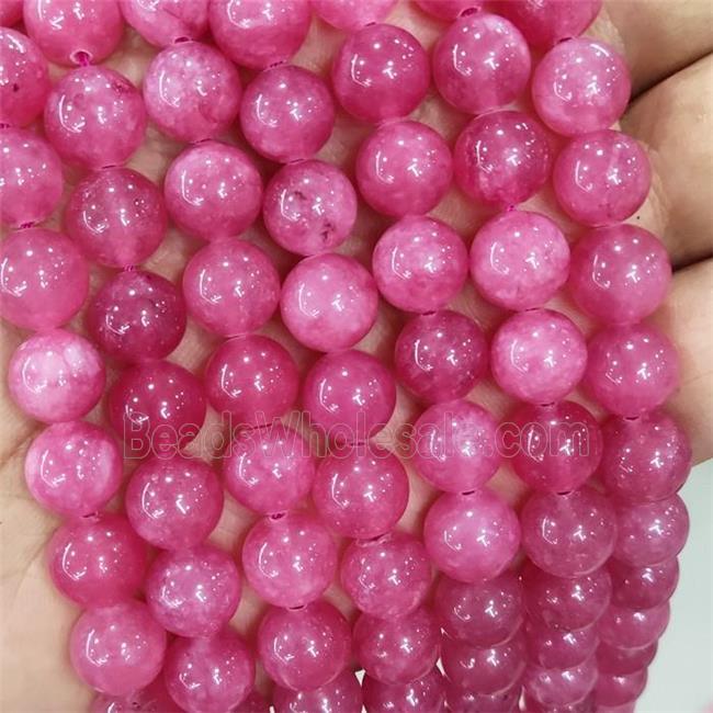 Jade Beads Pink Dye Smooth Round