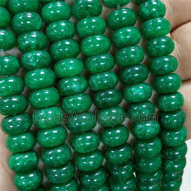 Sponge Jade Rondelle Beads Smooth Green Dye