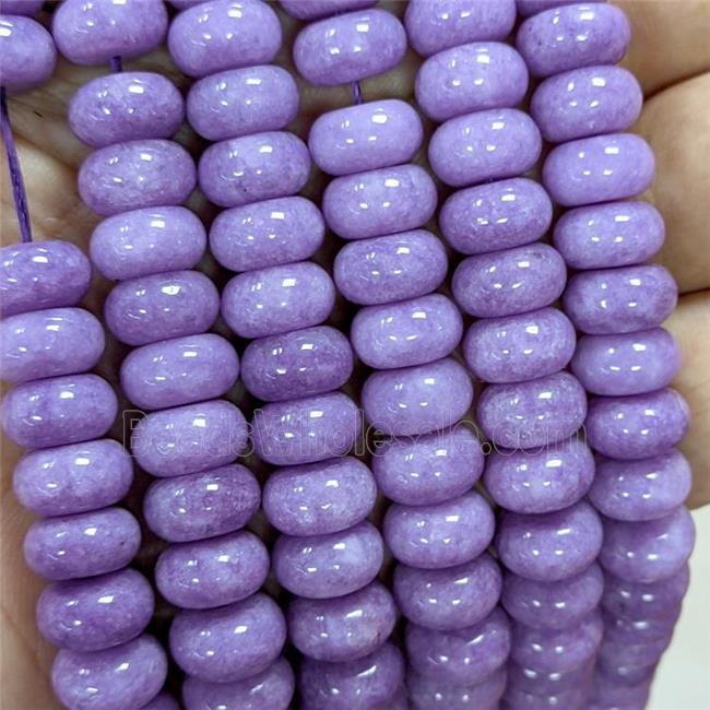 Sponge Jade Rondelle Beads Smooth Puprle Dye