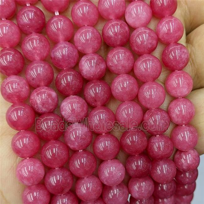 Sponge Jade Beads Red Dye Smooth Round