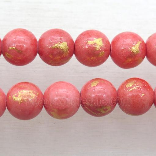 round pink JinShan Jade beads