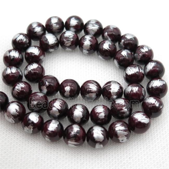 round darkred Silvery Jade Beads