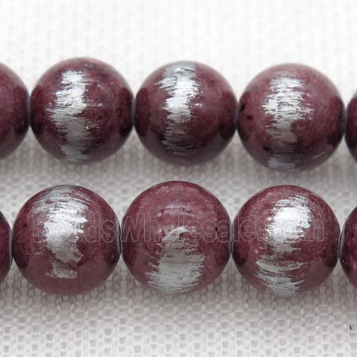round deepred Silvery Jade Beads