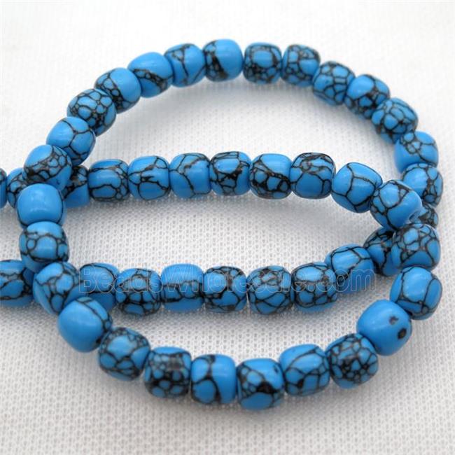 blue Synthetic Turquoise barrel beads