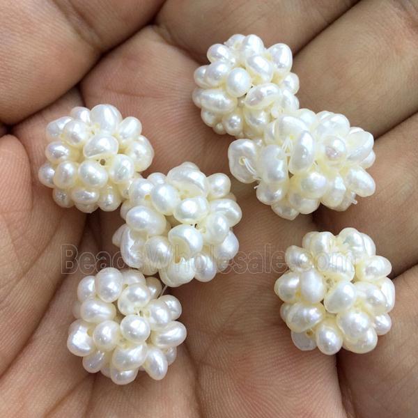 Natural Pearl cluster beads ball white