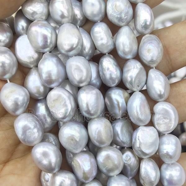 Natural Freshwater Pearl Beads, gray, freeform