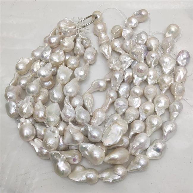 Edison Pearl Beads, freeform, white, AAA-grade