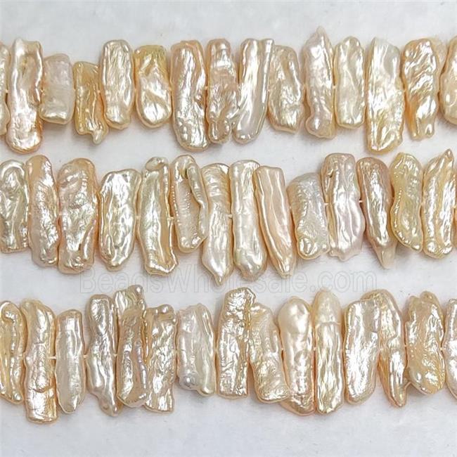Natural Freshwater Pearl Stick Beads Pink