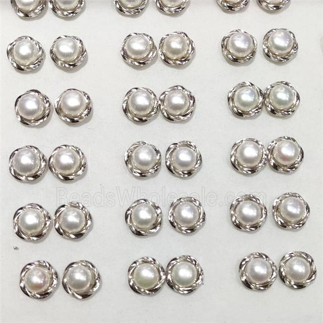 925 Sterling Silver Stud Earring With White Pearl 