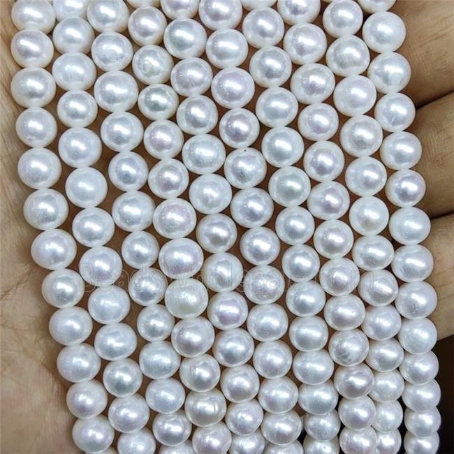 White Freshwater Pearl Beads Round A-Grade