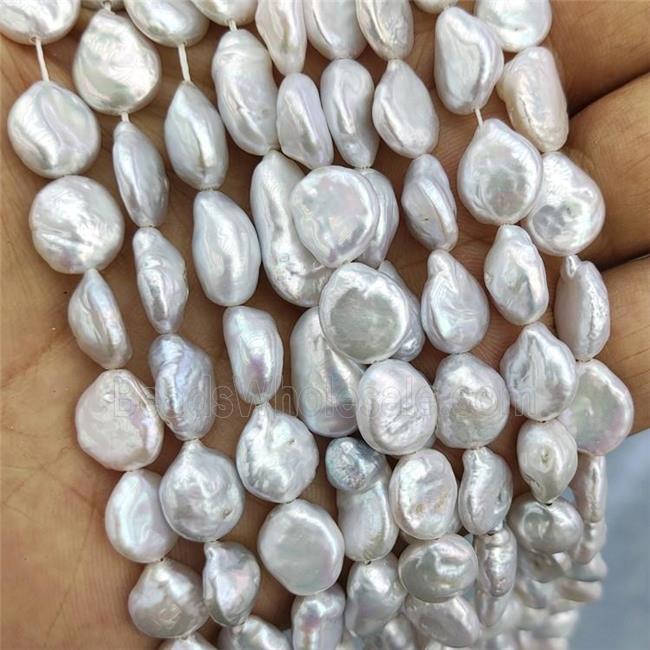 GraySilver Freswater Beads Coin Circle