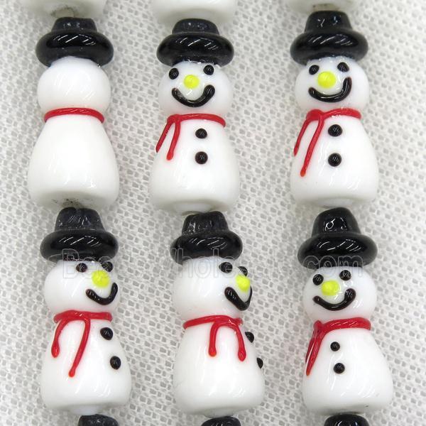 Lampwork glass snowman beads