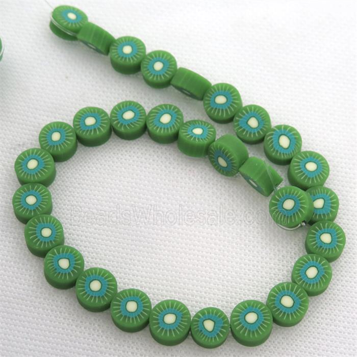 Polymer Clay Fimo Beads, Kiwifruit, green