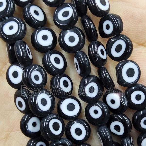 Black Lampwork Glass Circle Beads Evil Eye