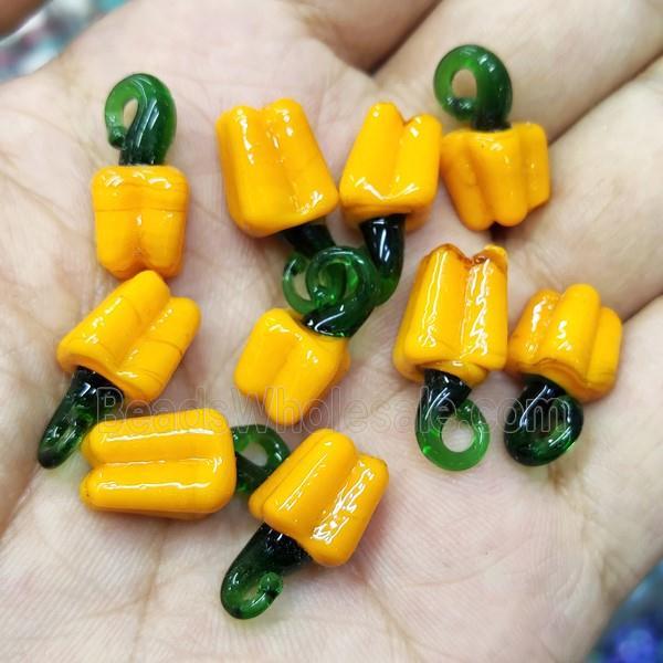 Yellow Lampwork Glass Capsicum Pendant