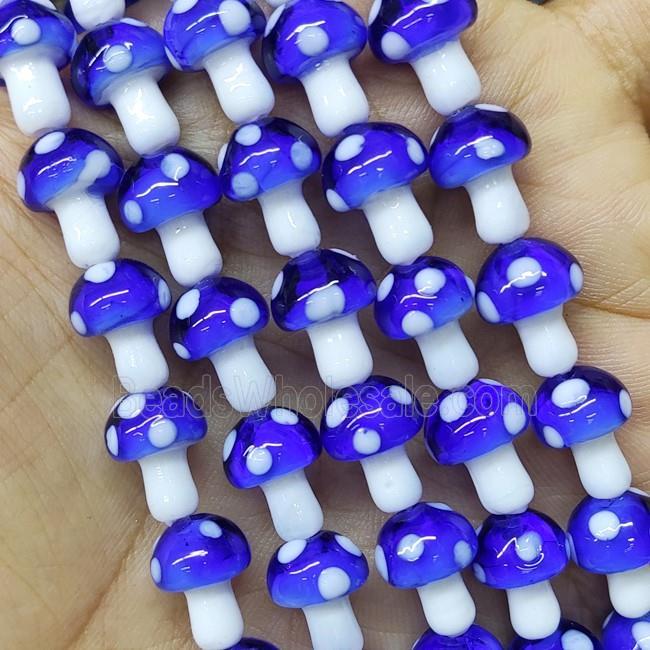 Lapisblue Lampwork Mushroom Beads