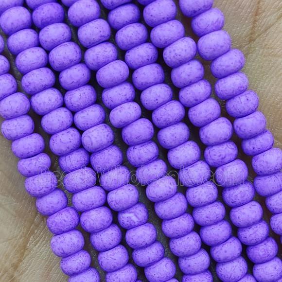Lavender Lampwork Glass Rondelle Beads Matte