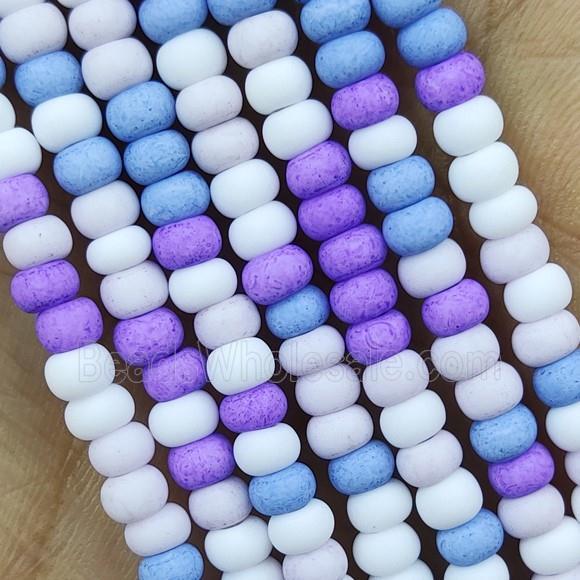 Multicolor Lampwork Glass Rondelle Beads Matte