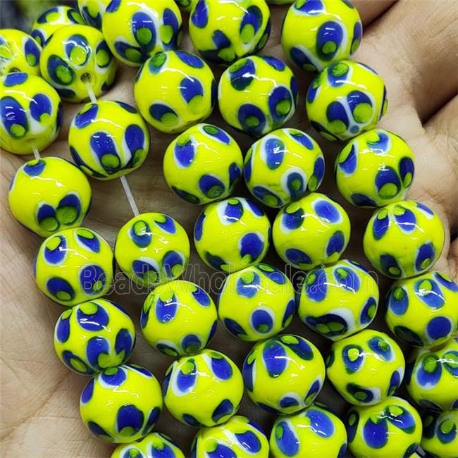 Yellow Lampwork Glass Beads Round