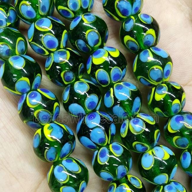 Round Lampwork Glass Beads Greenblue