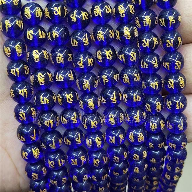 Blue Glass Beads Round Buddhist
