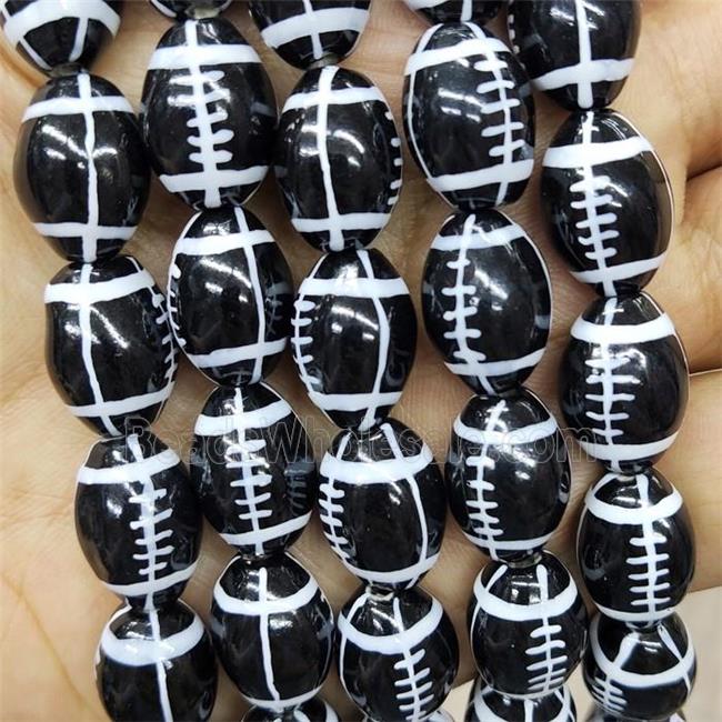 Black Porcelain Rugby Beads American Football Sport Rice