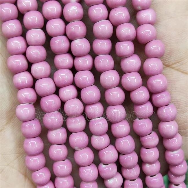 Pink Porcelain Beads Smooth Round
