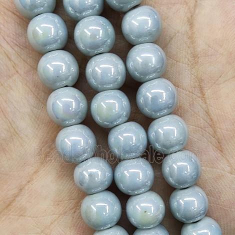 Gray Porcelain Beads Smooth Round