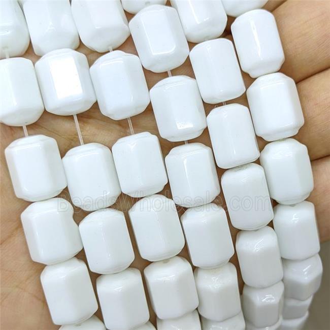 White Porcelain Tube Beads Faceted