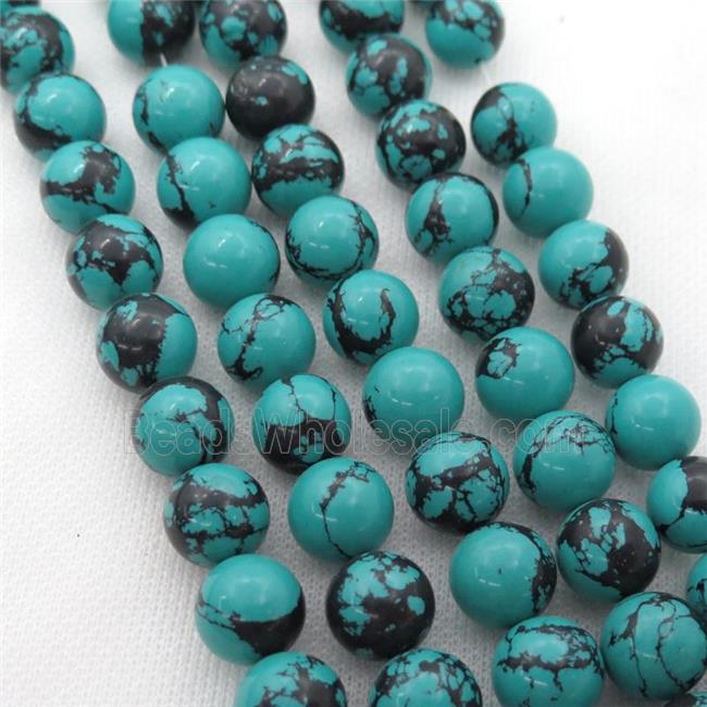 green Assembled Turquoise round beads