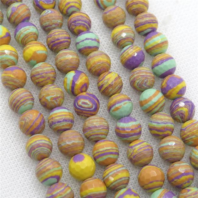 Synthetic Malachite beads, faceted round, multicolor