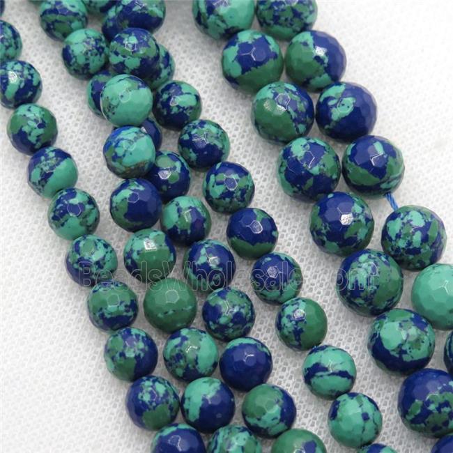 faceted round Azurite beads, dye