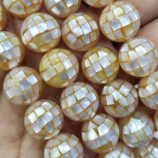 yellow Mother of Pearl Beads, faceted round