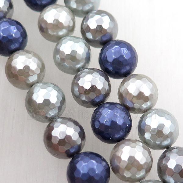 pearlized shell beads, faceted round, mixed color