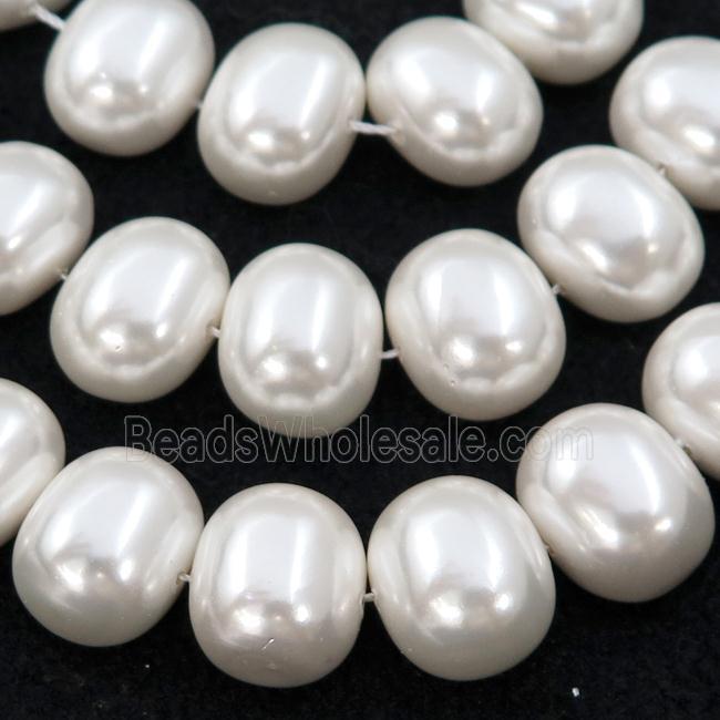 white Pearlized Shell potato Beads