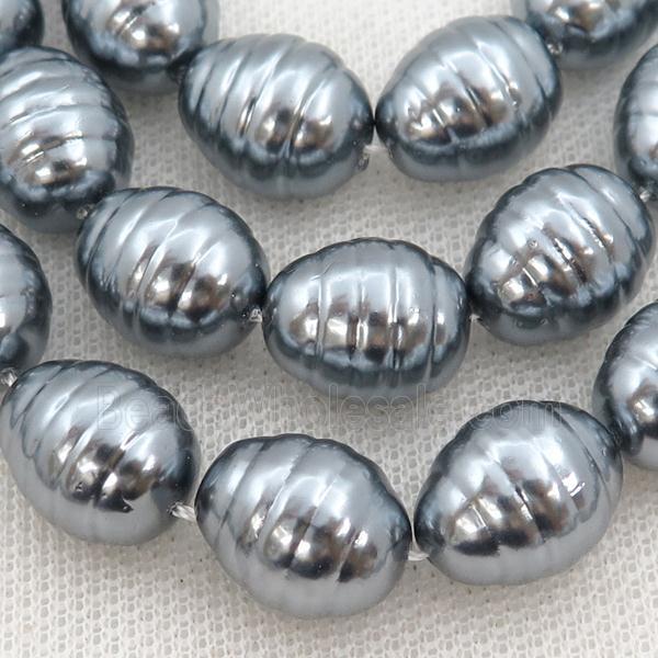 black Pearlized Shell silkworm beads