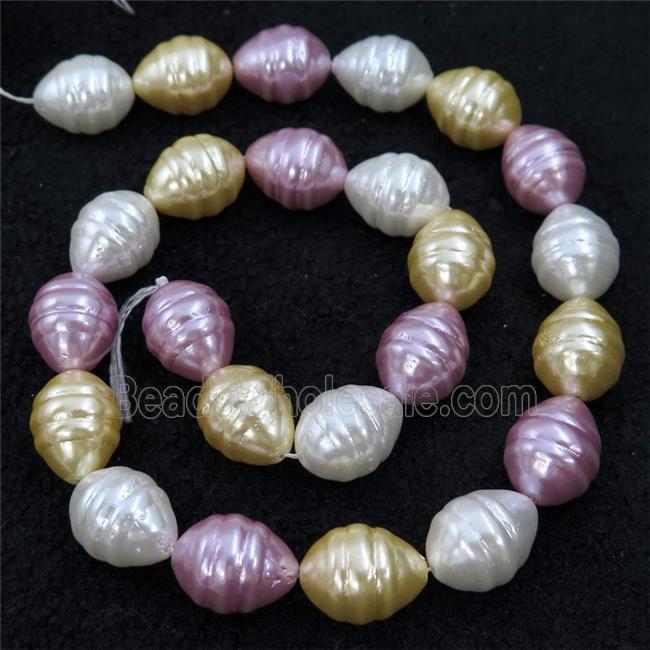 Pearlized Shell silkworm beads, mixed color
