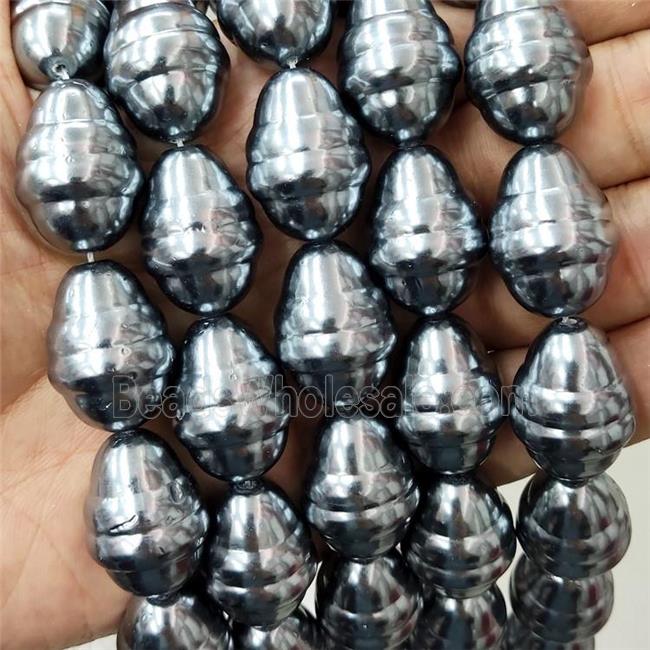 Pearlized Shell Teardrop Beads Deepgray