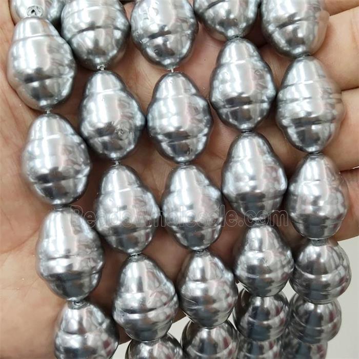 Pearlized Shell Teardrop Beads SilverGray