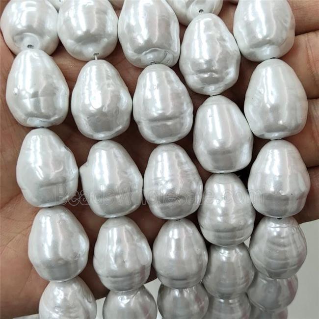 Pearlized Shell Teardrop Beads White