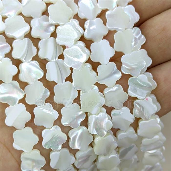 White MOP Shell Flower Beads