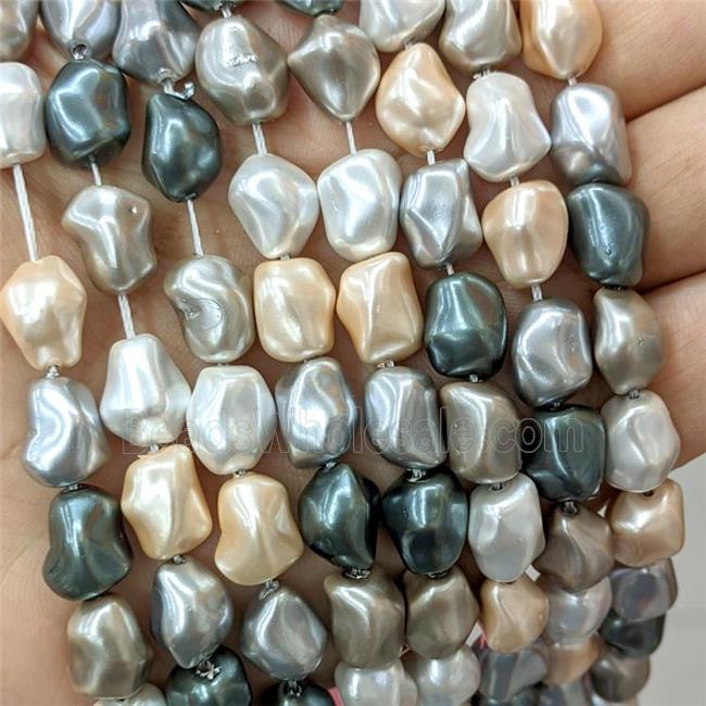 Pearlized Shell Beads Freeform Mixed Color