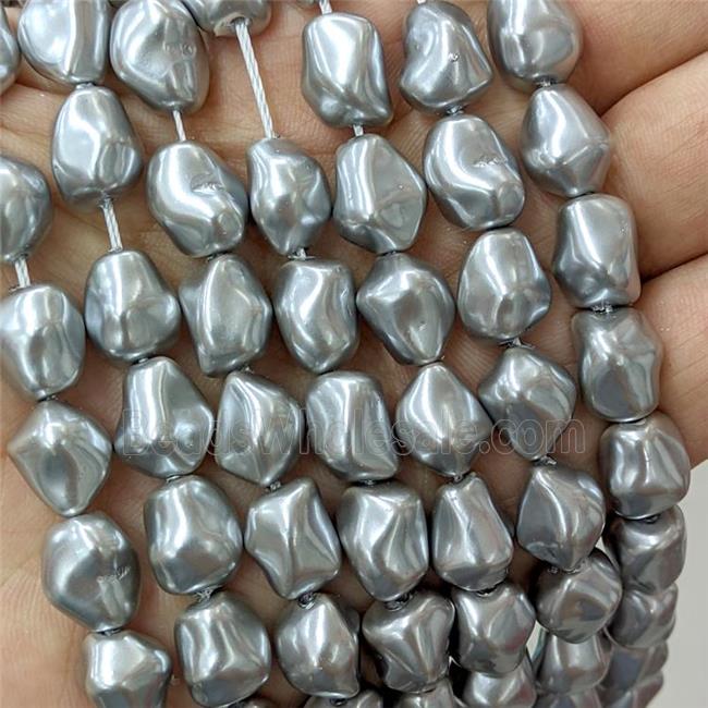 Pearlized Shell Beads Freeform Gray