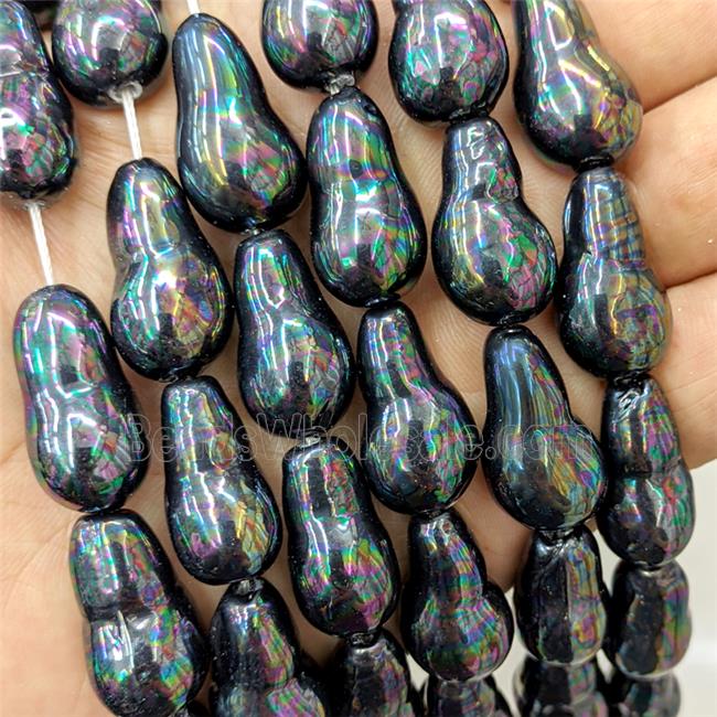 Baroque Style Pearlized Shell Freeform Black AB-Color