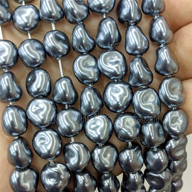 Baroque Style Pearlized Shell Beads Darkgray Freeform