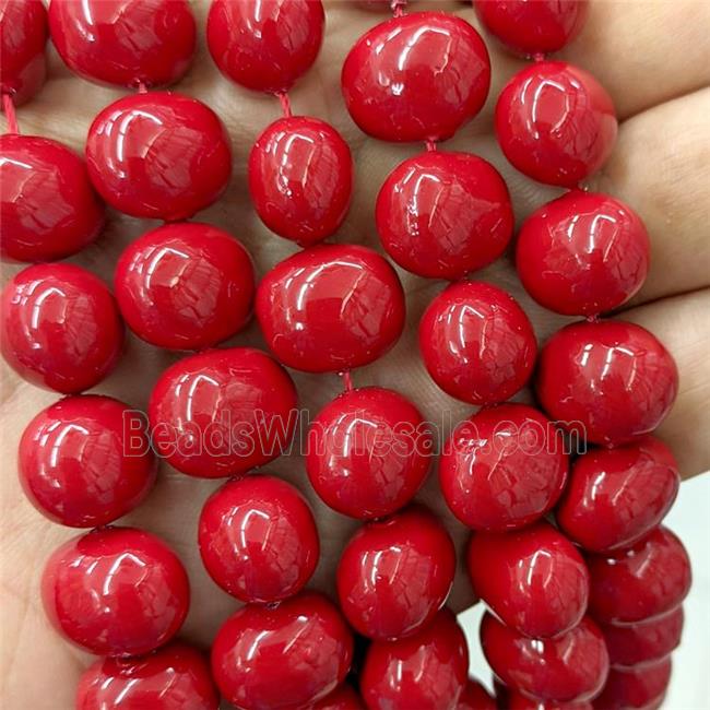 Red Pearlized Shell Potato Beads
