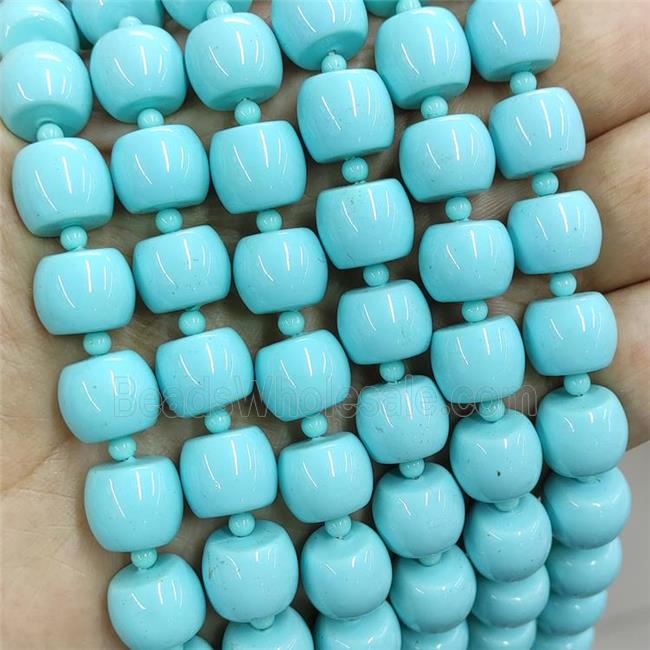 Pearlized Shell Beads Barrel Blueturq Dye