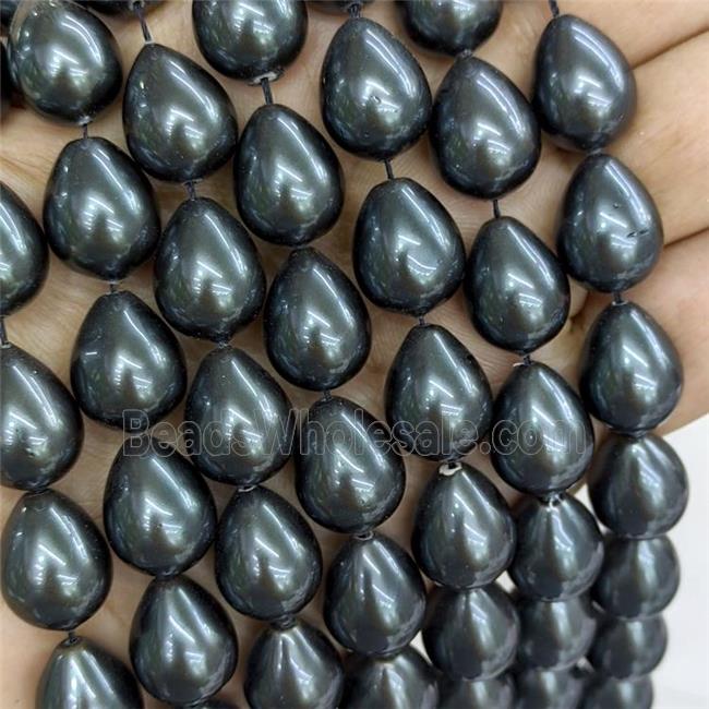 Pearlized Shell Teardrop Beads Black Dye