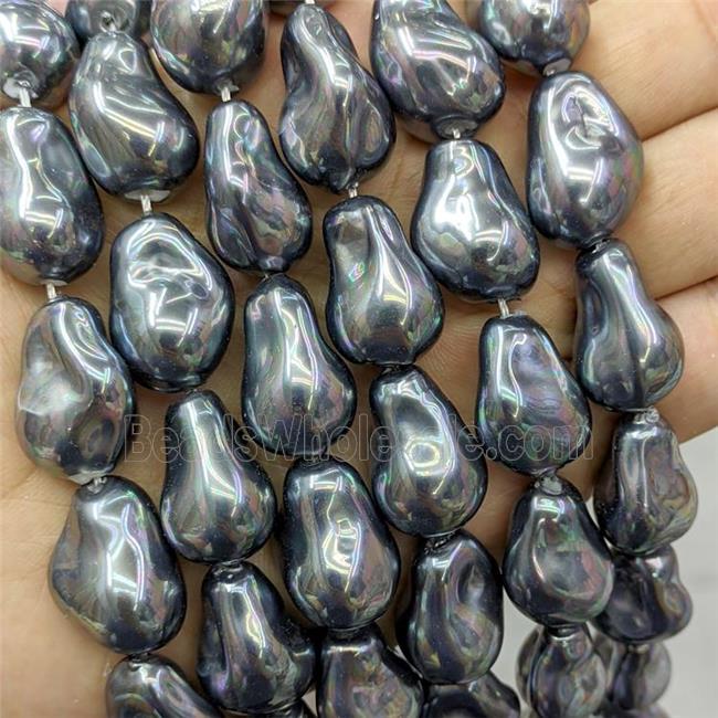 Baroque Style Pearlized Shell Beads Freeform Darkgray Dye