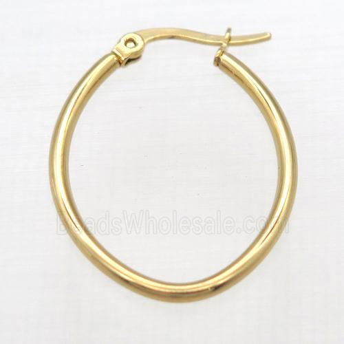 stainless steel Hoop Earrings, oval, gold plated